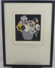 Hall Thorpe 'Pansies' Woodcut print
