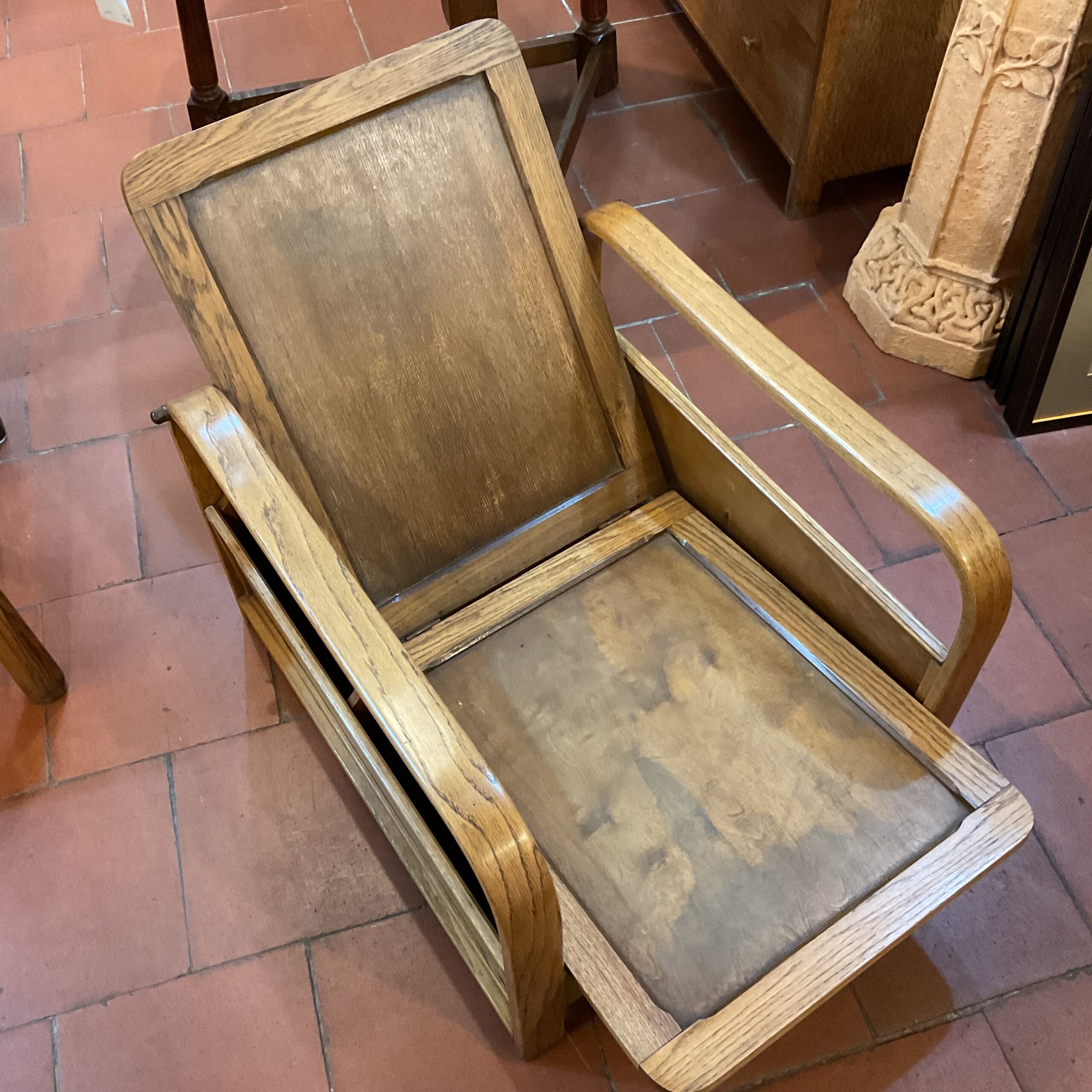 Oak reading chair by Heals of London circa 1930’s - Image 7