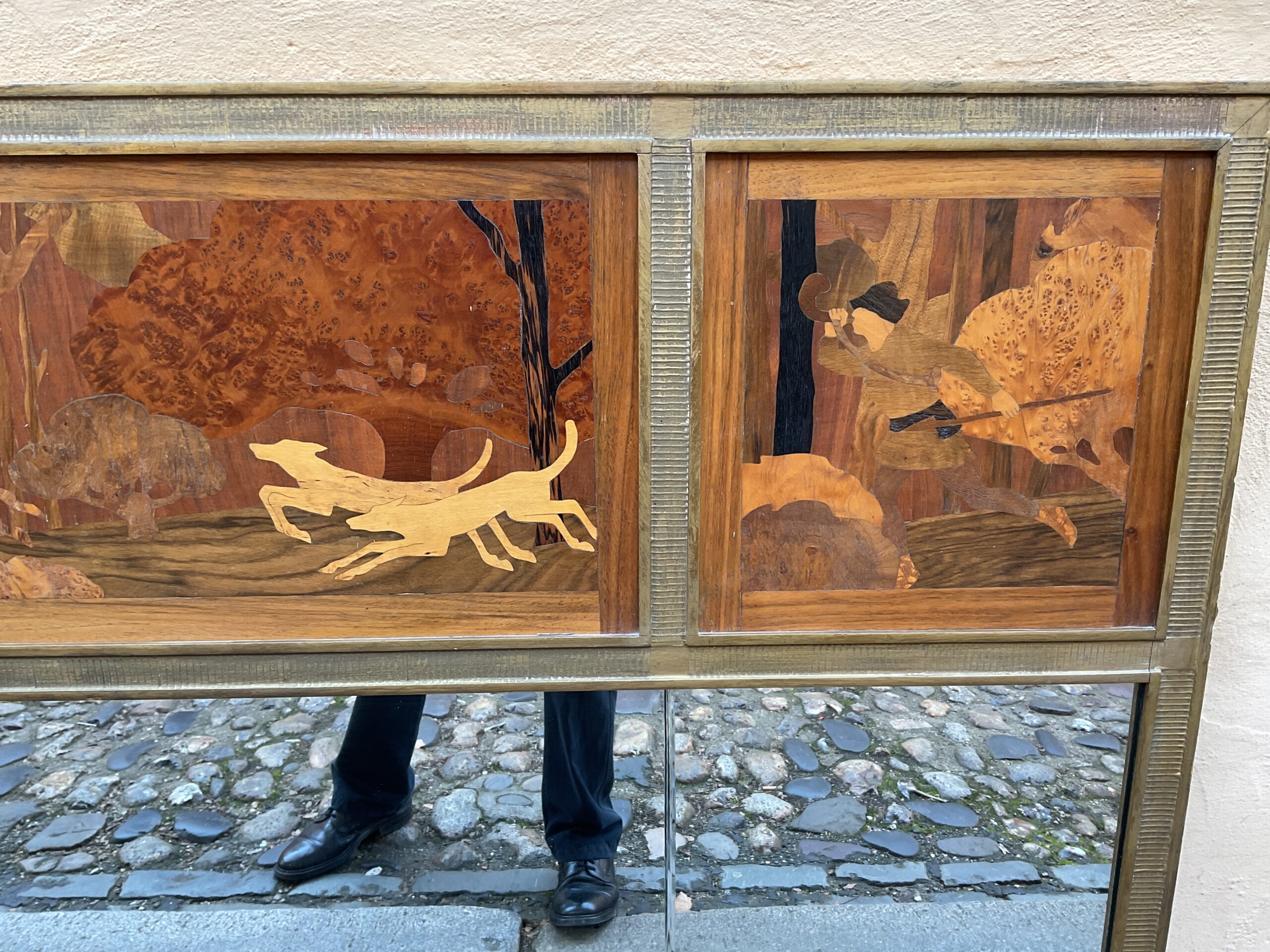 Rowley Gallery Marquetry picture with mirror - Image 9