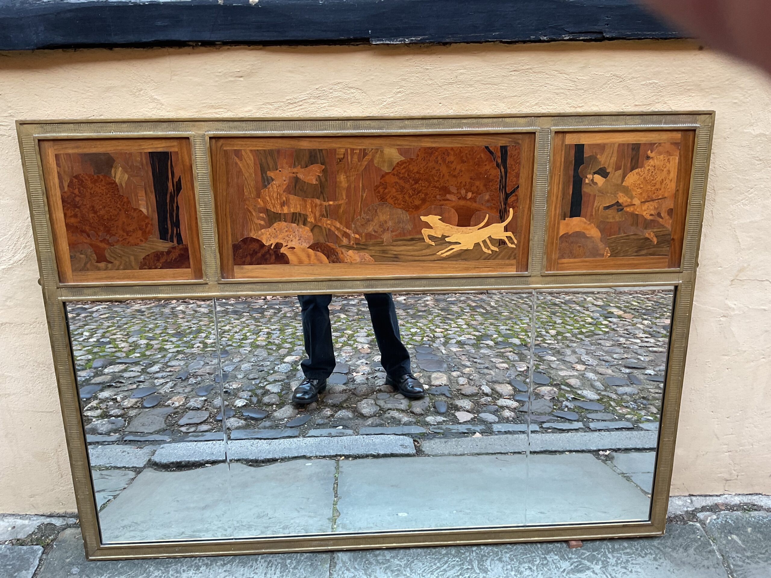 Rowley Gallery marquetry 3 paneled with mirror